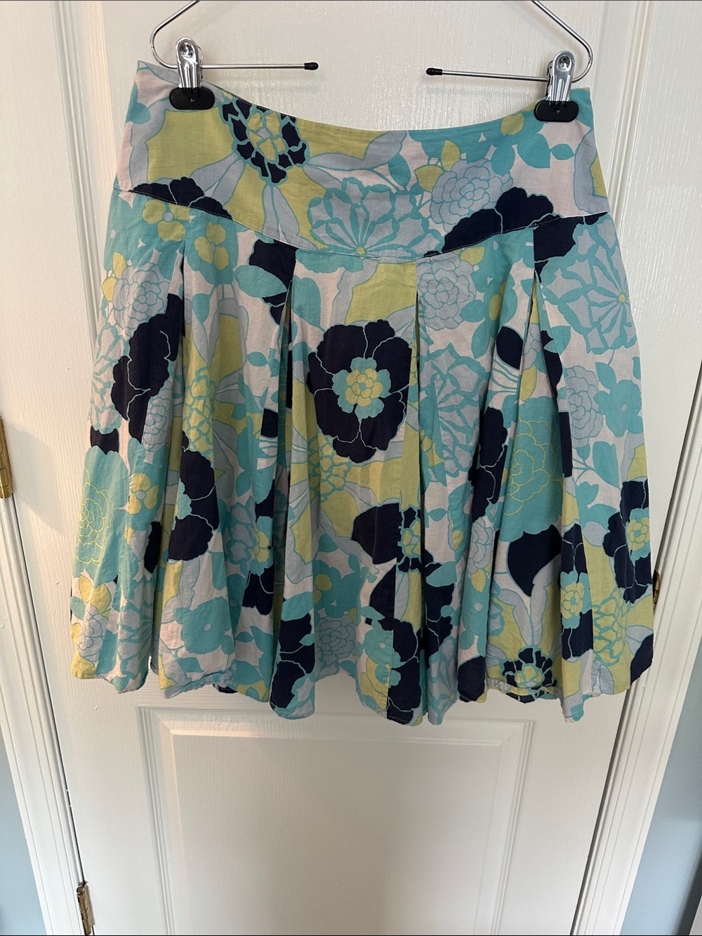 Cotton Y2K Cottagecore Floral A-Line Pleat Mini Skirt Size 12